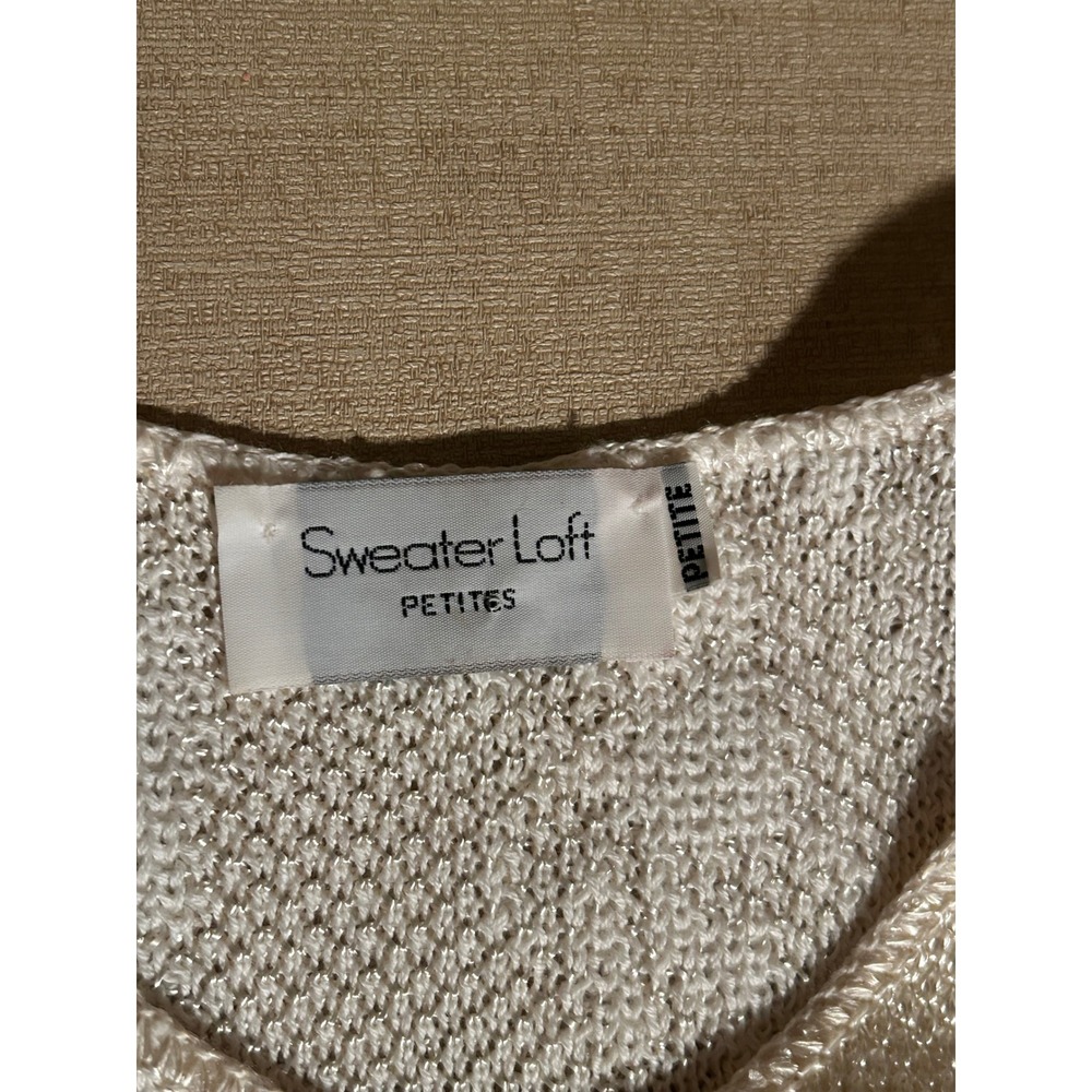 Vintage 90s Gold Cream Floral Knit Cropped Sweater Women's Top Grandmacore - Picture 7 of 7